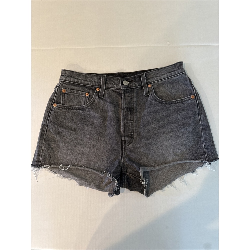 Levi's 501 Shorts Women's 29 Black/ Gray Cut‎ Off Denim Jeans